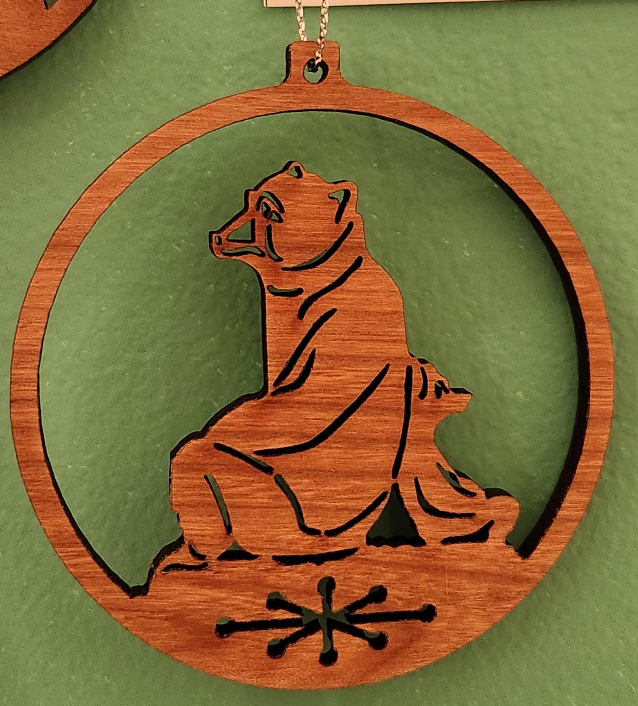 (image for) 1181-03 Two Bears Wood Ornament